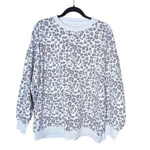 American Eagle Ahh-Mazingly Soft Gray Leopard Print Sweatshirt Sz S‎ (Oversized)